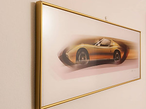 zlatý rám - obrázok auta v zlatom hliníkovom ráme